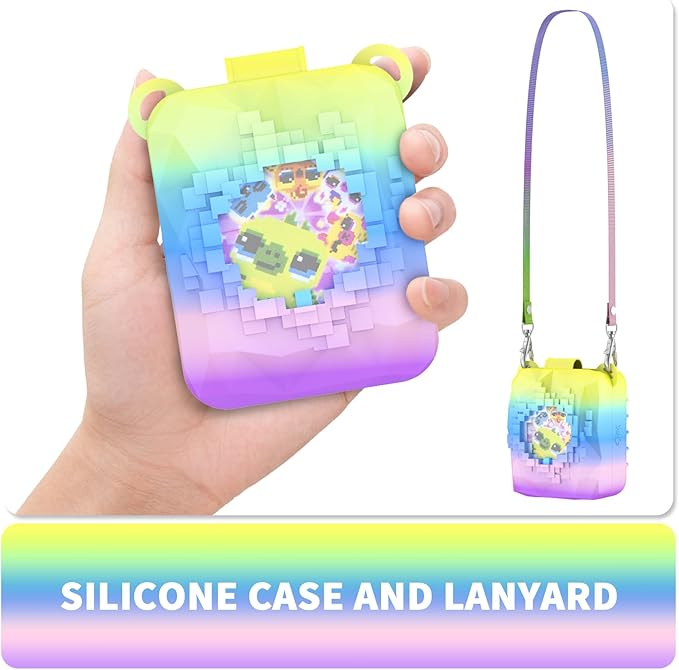 Soft Silicone Case for Bitzee Magicals Interactive Toy Digital Pet, Shockproof and Protective Carrying Case for Bitzee Magicals Virtual Electronic Pets with Lanyard (Rainbow)