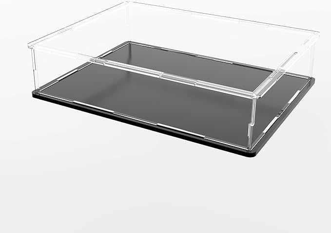 Acrylic Display Case, Clear Acrylic Display Box with Matte Base, Dustproof Collectible Showcase for Books, Stamps, Medals, Maps, Albums and Jewelries, 16 x 13 x 5 inch
