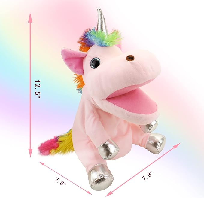 Unicorn Toys Unicorn Hand Puppet, Unicorn Stuffed Animals Hand Puppets Unicorn Toys for Girls, Puppets for Kids Rainbow Unicorn for Kids Puppets for Adults Unicorn Gifts Plush Stuffed Unicorn