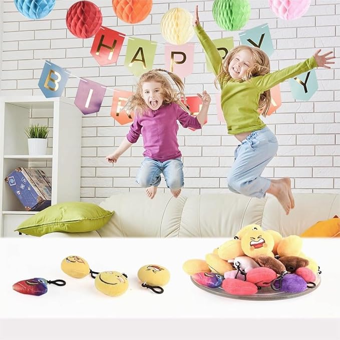 OHill 60 Pack Mini Plush Emoticon Keychain Mini Pillows Key Ring for Birthday Event Party Favors Supplies