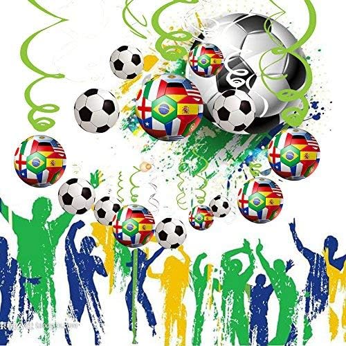 30CT Soccer Hanging Swirl for Soccer Party Supplies Theme Birthday Party Decorations