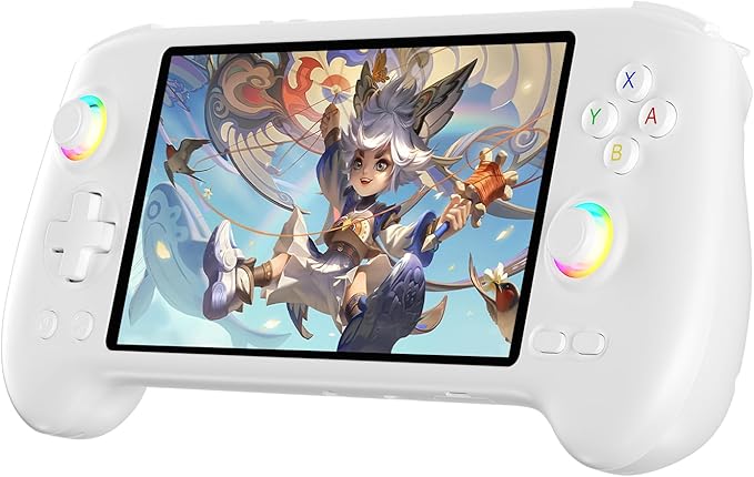 GiipGoop RG557 Retro Handheld Game Console RG557 Android Handheld Console RG557 Retro Emulator, 5.48" AMOLED, Dimensity 8300, Android 14, WiFi 6E & BT 5.3, Hall Joystick White