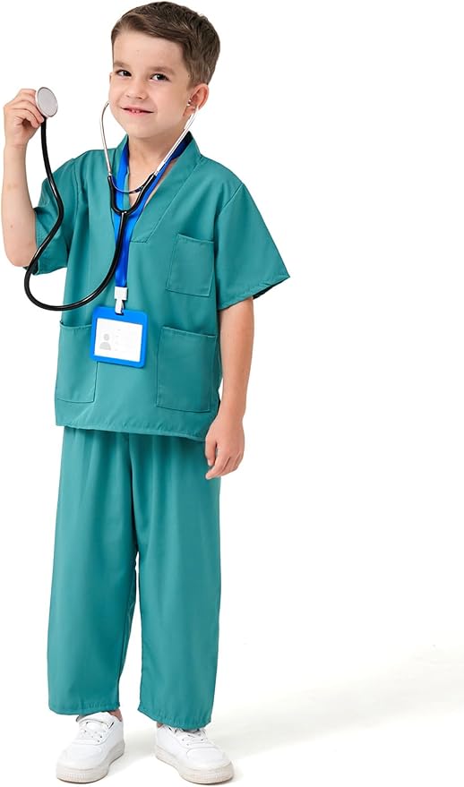 MGparty Doctor Costumes for Kids Halloween Cosplay Dress Up Accessories for Boys Girls Ages 3-10