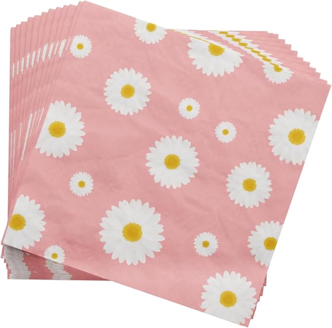 Blue Orchards Daisy Party Plates and Napkins (52 pieces for 16 Guests) - Boho Decorations, Baby Shower, Sunny and Floral Party Supplies, Theme Birthday