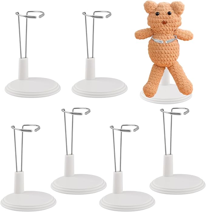 6-Pack Doll Display Stands for 4-8 inch Dolls, Adjustable Flexible Holder with Rubber Grips for 6.8" Action Figures & Collectibles