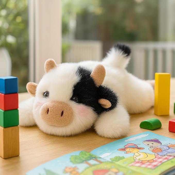 Adorable Cow Stuffed Animal Soft Plush Cow Plush Toy Cute Birthday Gifts for Kids Adults