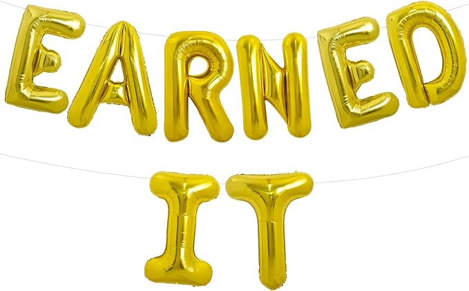 TONIFUL Gold Earned It Graduation Balloon Banner 2026 Nurse Graduations Decorations,2026 Nursing Balloons Gold Earned It Nursing Balloons for Class of 2026 RN Grad Party Supplies