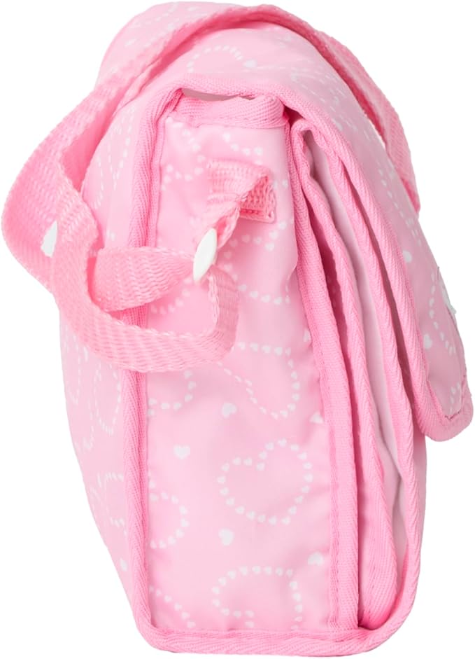 Madame Alexander On-The-Go Diaper Bag Essentials Set for Dolls, Pink Hearts