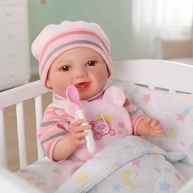 BABESIDE Baby Doll Girl - 12-Inch Realistic Baby Dolls with Magic Feeding Bottle Real Life Vinyl Toy Gift for 3+ 4 5 6 Years, Ideal for Birthday, Pretend Play, Christmas