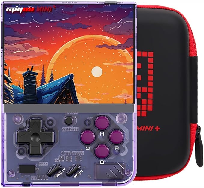 Miyoo Mini Plus with Portable Case Retro Emulator Handheld Game Console Latest Version with WiFi & RTC, 3.5’’ 640*480 IPS Screen 3000mAh Battery, Pulper 64GB