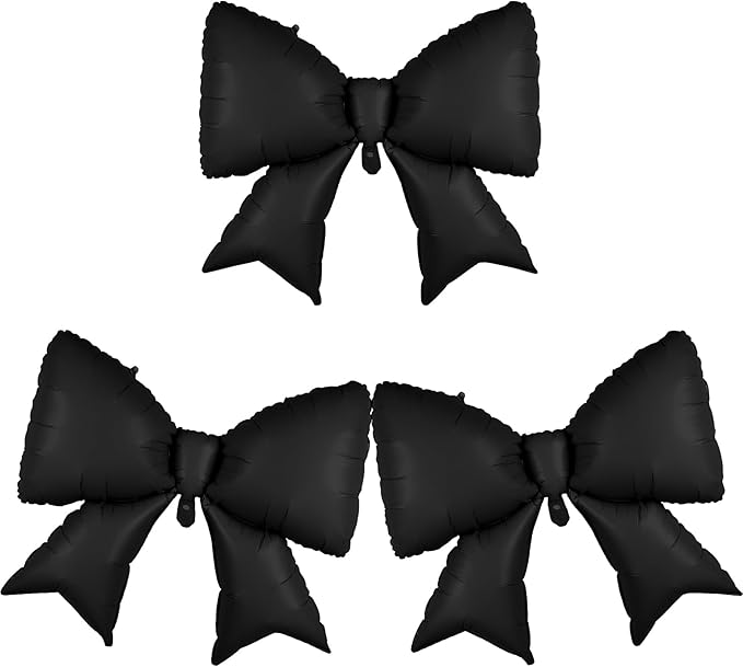 38 Inch Black Bow Foil Balloons, Large Black Mylar Bowknot Balloons Coquette Birthday Party Decorations for Girls Women Bachelorette Wedding Engagement Bridal Shower Baby Shower Decorations Supplies