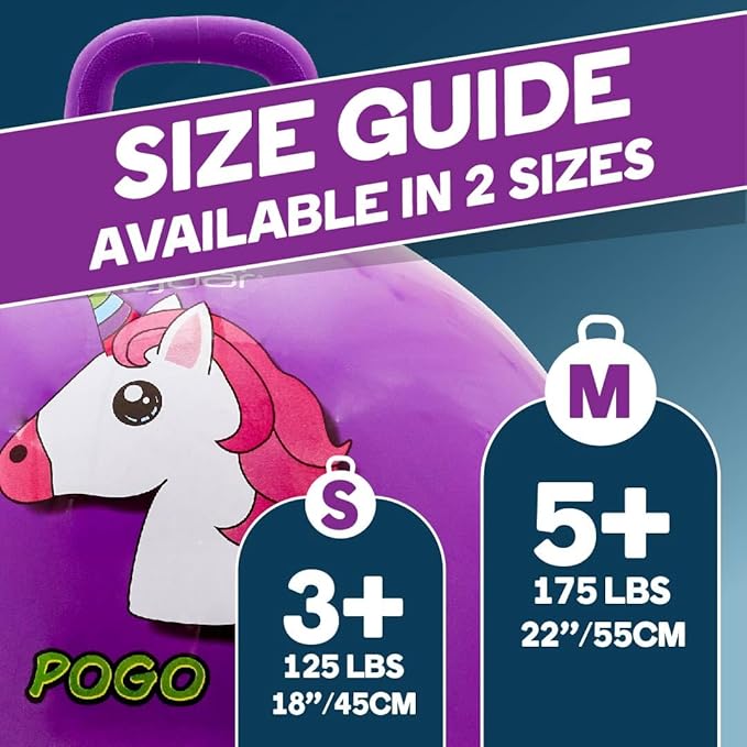 Flybar Hopper Ball for Kids, Inflatable Bouncy Ride-On Ball w/Handle for Indoor & Outdoor Active Play, Includes Pump, Jump Ball Toy for Boys & Girls, Supports Up to 185 lbs, Ages 6+, 22-Inch, Medium