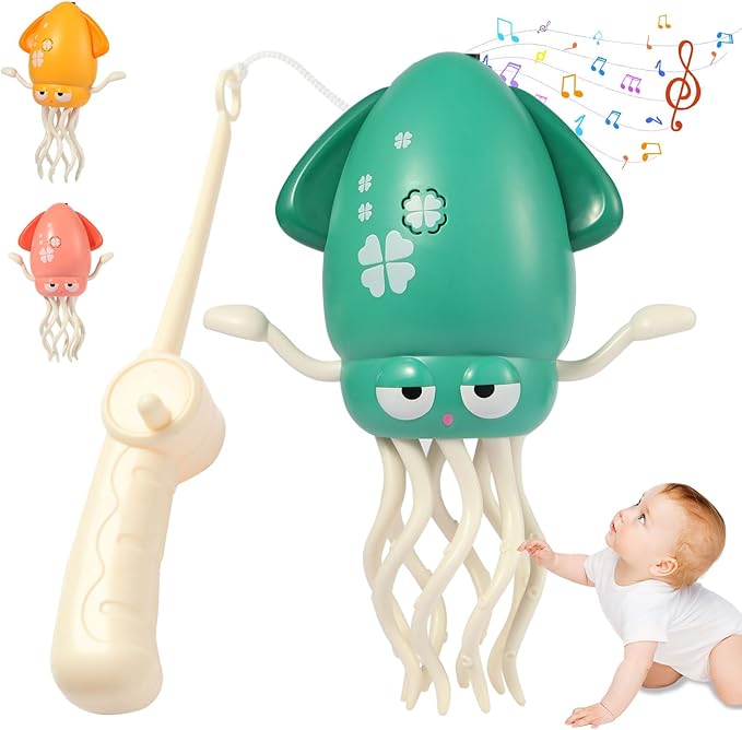Electric Dancing Squid Toys，Automatic Obstacle Avoidance Sensor Toys Upright & Crawling Two Modes,Rechargeable Magic Dancing Music Squid for Kids Boy Girl Birthday Gifts (Green)