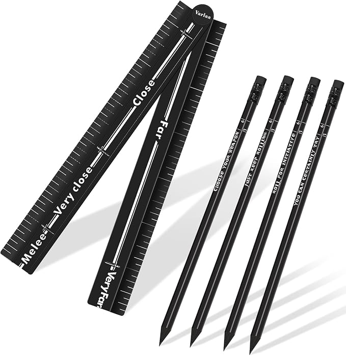 Tabletop RPG Range Ruler – Foldable Aluminum Combat Measuring Tool for Daggerheart & Wargames | 13 Inch Distance Bar with Pencil Set | GM Tool & Gift for Gamers