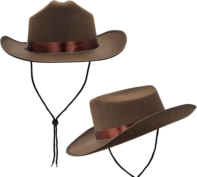 The Dreidel Company Cowboy Felt Western Hat, 22" Circumference Dress Up Costume Clothes for Kids, Pretend Play, Party Favors