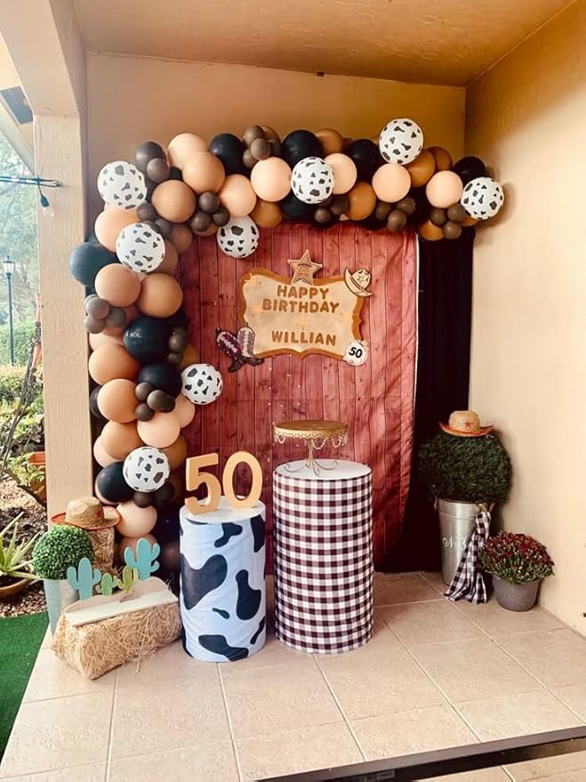 Brown Cow Balloons, 50 Pcs Cow Print Balloons, 12 Inch Dark Brown Coffee Nude Tan Neutral Gold Confetti Balloons Helium for Cowboy Cowgirl Birthday Baby Shower Farm Animal Western Party Decorations