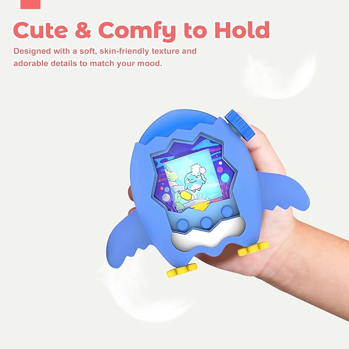 for Tamagotchi Paradise Case– Silicone Soft Shell Cover for Tamagotchi Paradise Electronic Pet,Waterproof Sweatproof Washable Shockproof Anti-Drop 360°Full Protection,Penguin Style(Luminous Blue)