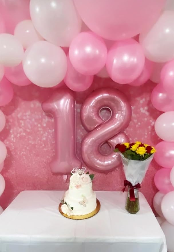 40 Inch Number 8 Balloon, Pastel Pink 8 18 28 80 Birthday Balloons for Men Boys, 8th Birthday Decorations Party Supplies, Wedding, Graduations