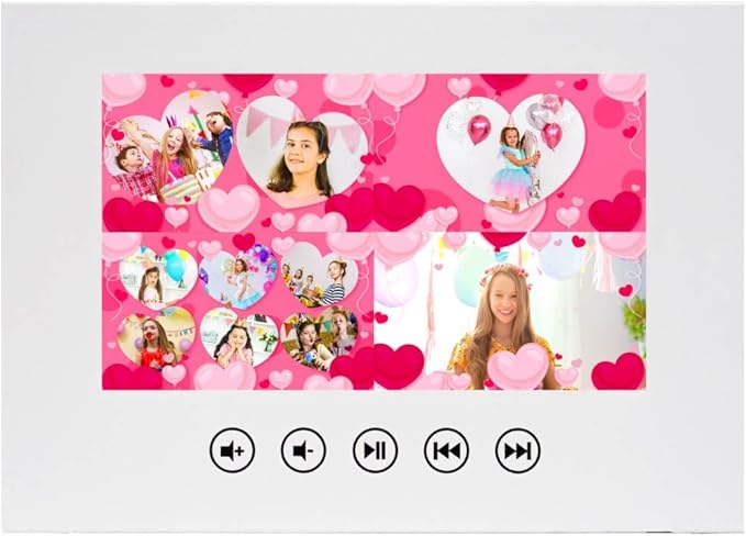 Girls Birthday Video Card – Add Your Photos for Animated Slideshow – Unique Tech Gift for Daughter – 7” Display, 8GB, Rechargeable, Music Slideshow