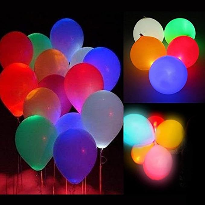20 LED Light Up Balloons, 12 inch Neon Balloons Mixed Colors Flashing Lasts 24 Hours Glow in the dark for Birthday Glow Party Favors Supplies Wedding Halloween Christmas Decorations