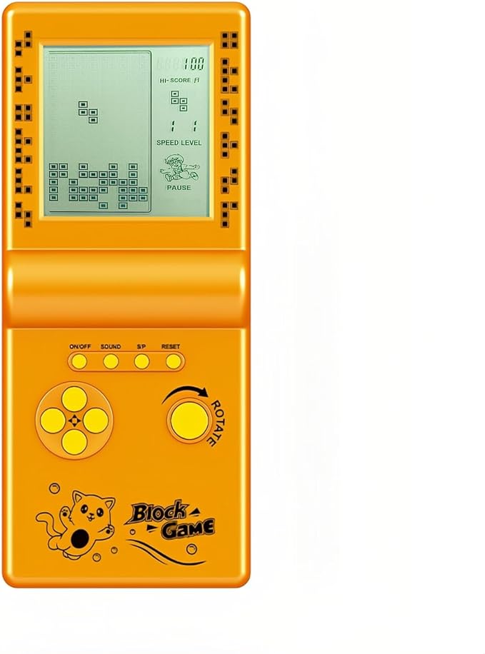 CZT Nostalgic Cube Game Console Big Screen Built-in Retro 999 in 6 Block Game Indoor/Outdoor Handheld Console Portable Electronic Brick Games Children/Students/Boyfriends