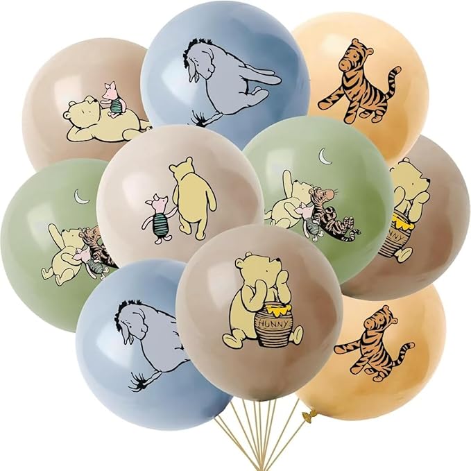 Classic Winnie Balloons For The Pooh Baby Shower Decorations 12 Inches Winnie Balloons Arch Kit For Birthday Decorations Gender Reveal Newborn Party Supplies（24PCS）