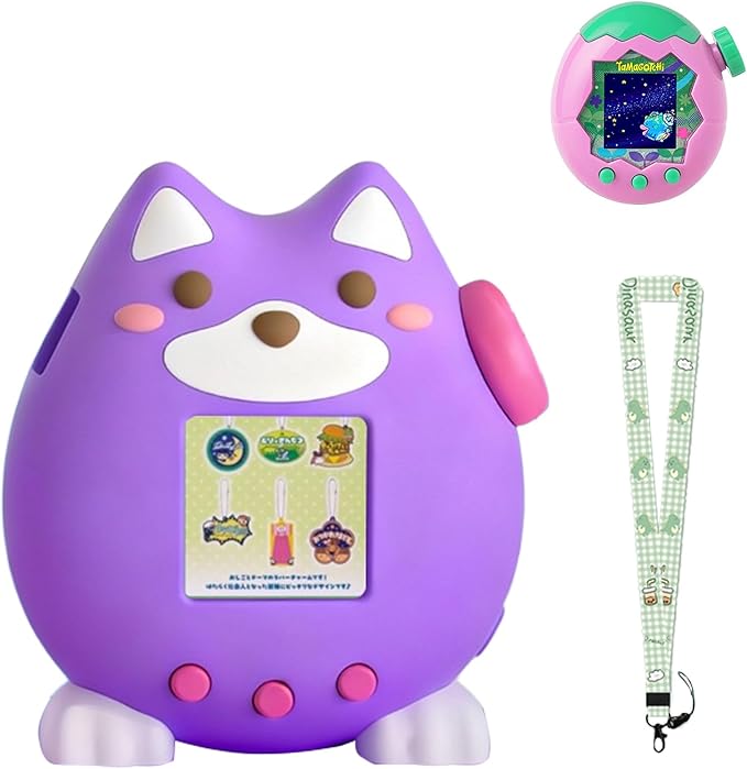 for Tamagotchi Paradise Case,Cute Standing Dog Silicone Protective Cover for Tamagotchi Paradise Electronic Pet,Waterproof Washable Shockproof Anti-Drop 360Full Protection,Puppy Style (Purple)