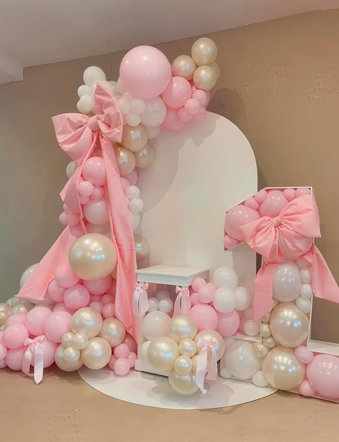 Light Pink Balloons Latex Balloons - 12 Inch Pastel Baby Pale Pink Latex Balloon, Bright Party Balloon with Ribbons for Baby Shower Gender Reveal Birthday Wedding Party Decorations, 50 Pcs