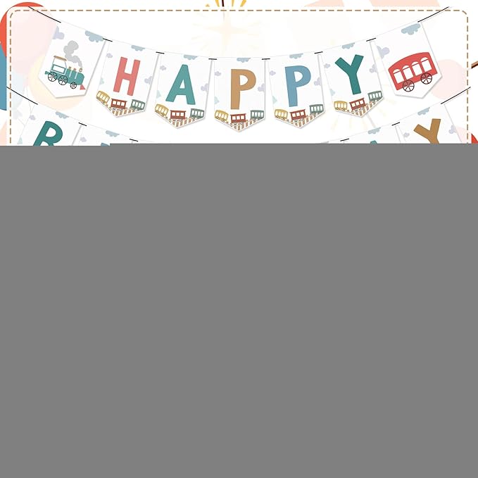 2 Pack 6 Feet Train Birthday Party Banner Decorations Retro Train Happy Birthday Garlands for Railroad Steam Vintage Party Supplies