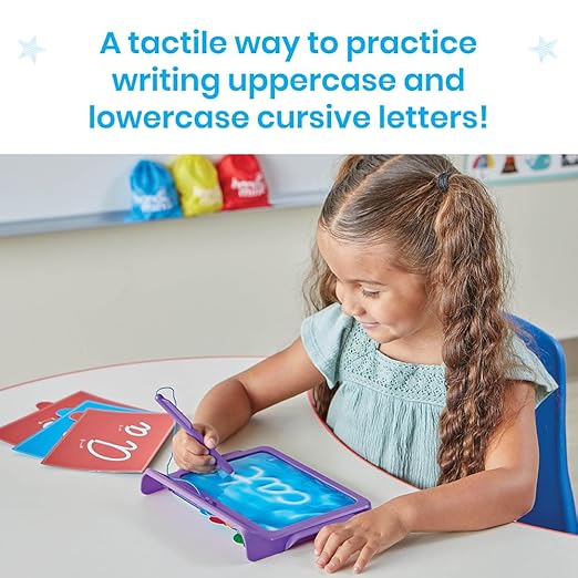 hand2mind Cursive Letter Tracing Sensory Pad, Reusable Handwriting Practice for Kids, Cursive Alphabet Learning Toys, Tracing Board, Fine Motor Activities, Writing Center for Classroom