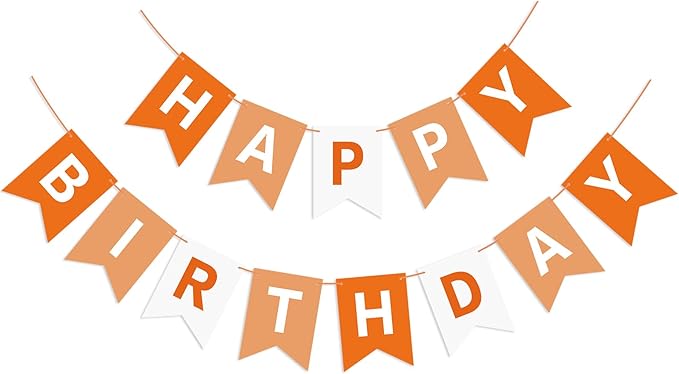 Orange Happy Birthday Banner Sign Birthday Bunting Banner Garland for Kids Girl Woman Tea Party Decorations Bunting Flag Party Supplies