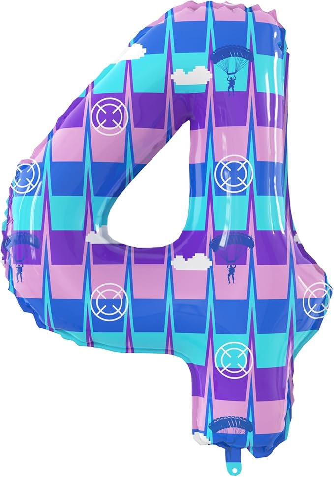 40 Inch Video Game Theme Number 4 Balloons Large Birthday Party Number Balloons Piñata Gaming for Kids Battle Boys Birthday Party Decoration Supplies