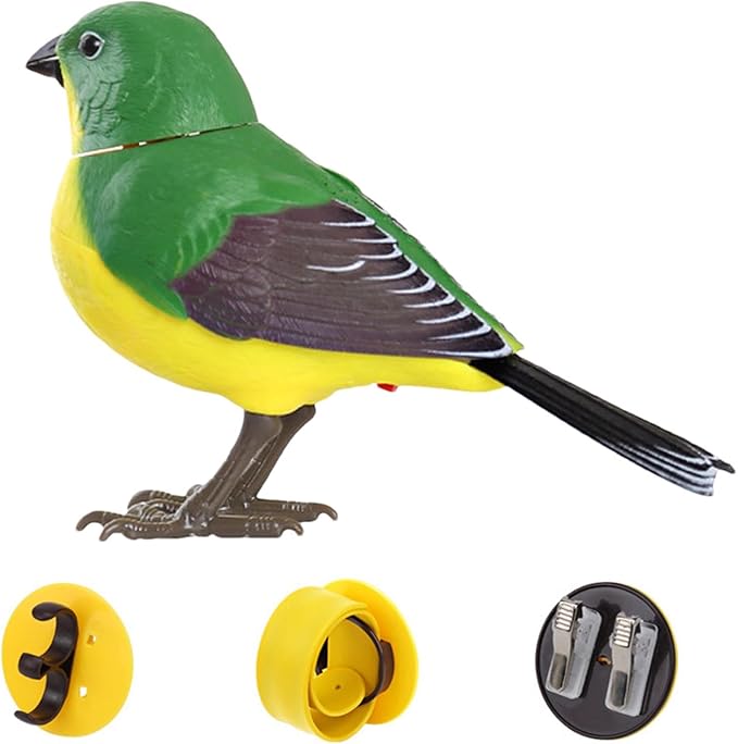 Electric Singing and Chirping Bird Toy, Simulation Interactive Bird Toy for Kids, Cute Realistic Chirping and Moving Artificial Sparrow, Battery Operated, Garden Home Ornament Decoration