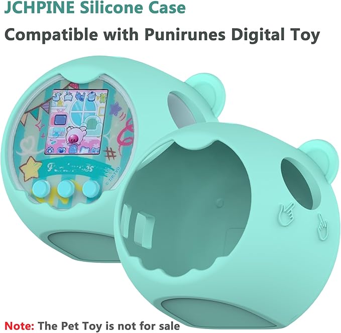 JCHPINE Silicone Cover Case for Punirunes Interactive Digital Toy, Protective Skin Sleeve for Punirunes Digital Pet Toys Squishy Characters Electronic Pets Accessories (Teal Case)