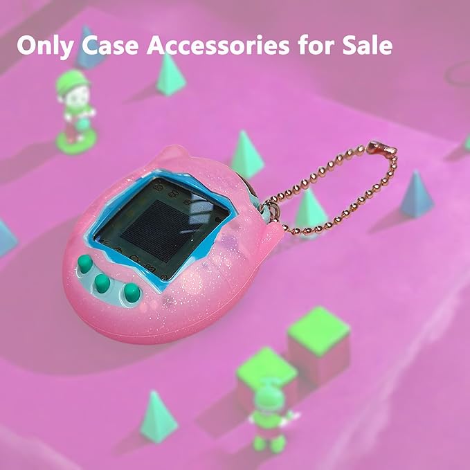 JCHPINE Silicone Cover Case for Tamagotchi Connection Virtual Reality Pet, Screen Protector for Tamagotchi Connection Electronic Pet Accessories (Silicone Case and Screen Film) (Pink)