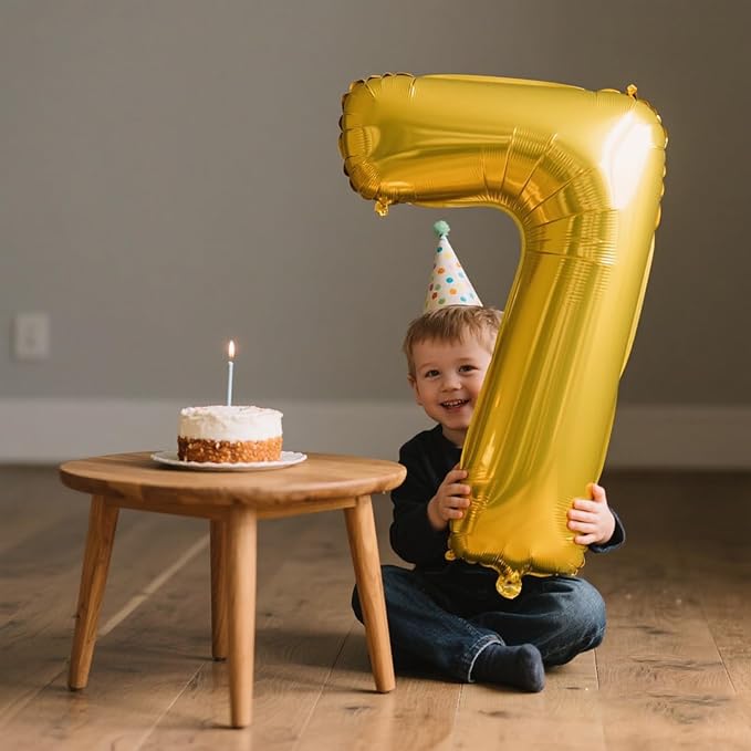 40 Inch Gold Balloon Number 7 First Birthday Jumbo Mylar Foil Helium Balloon for 17 27 37 Birthday Digital for 70th Party Wedding Anniversary Party Decorations