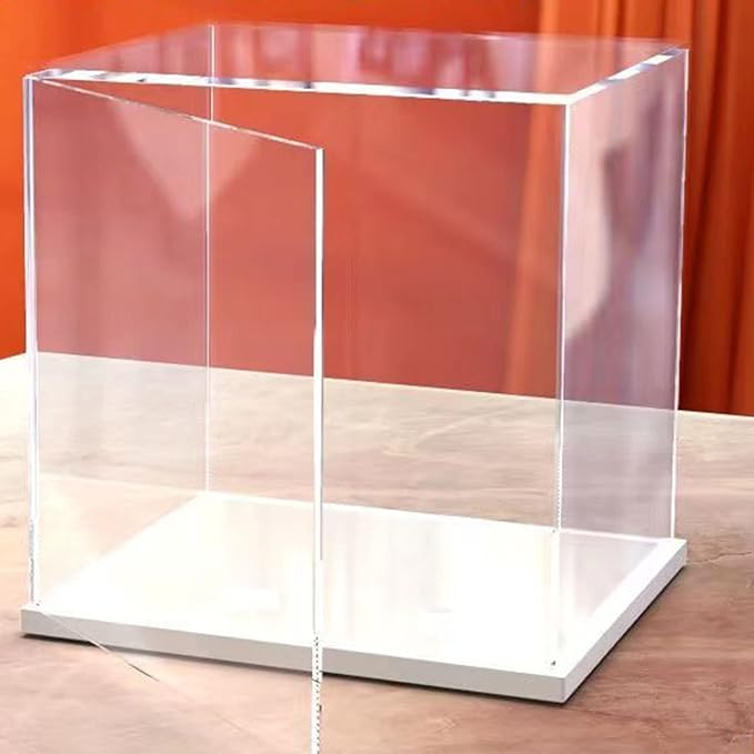 Openable Clear Acrylic Display Case-Assemble Countertop Box with White Base for Display-Clear Display Box,Dustproof Protection Showcase for Figures Toys Collectibles (14x8x12inch/35x20x30cm)