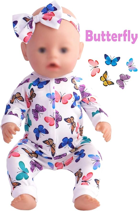 Baby Doll Accessories 5 Set Baby Doll Clothes and Headbands for 14-18 Inch Dolls, 10 PCs in Total