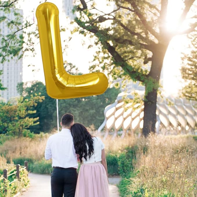 TONIFUL 40 Inch Large Gold Letter L Balloons Helium Balloons,Foil Mylar Big Balloons for Birthday Party Anniversary Supplies Decorations