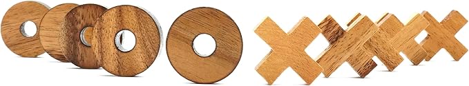 BSIRI Tic Tac Toe Wooden Board Games (Only X-O Pieces)- Unique Gifts, Fun Gifts for Adults and Use as Living Room Rustic Table Decor Ideal for Coffee Table Decor