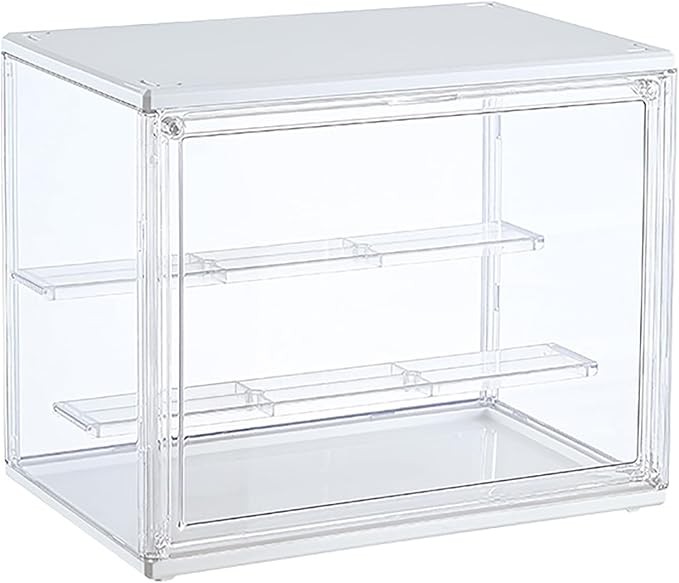 Clear Display Case for Collectibles 3 Layer Adjustable Acrylic Display Box Stand with Magnetic Door Stackable Doll Storage Box Assembly Dustproof Protection Showcase for Figures