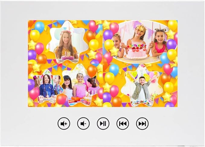 Video Greeting Card for Kids – Personalized Birthday Slideshow – Upload Photos – 7” Digital Display, 512MB Memory, USB Rechargeable, Full Color LCD Screen
