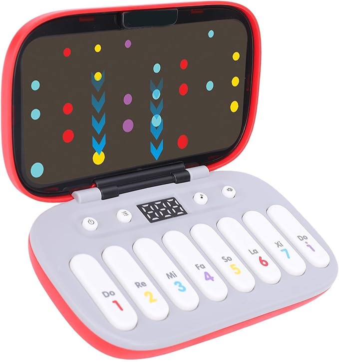 Focket Music Rhythm Game Machine, Battery Operated 6 Levels Music and Light, Electronic Organ Handheld Puzzle Game with Beat Pad for Kids 3 to 16 Years (Red)