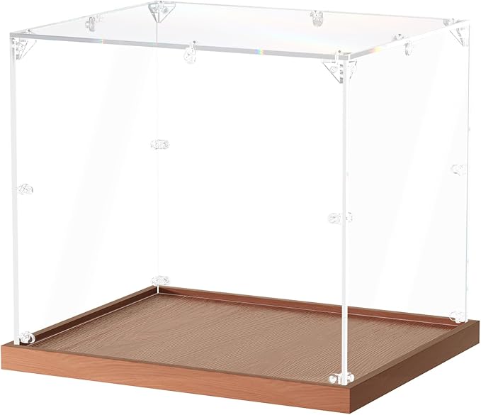 Acrylic Display Case for Lego Super Mario The Mighty Bowser 71411 Assemble Clear Acrylic Boxes for Display Action Figures Doll Hobby Toys, Wood Base (16 x 13 x 14 inches, 40 x 33 x 35 cm)