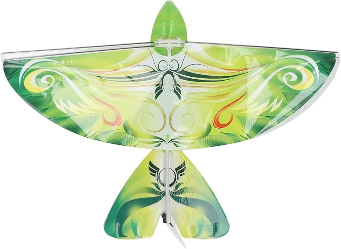 Flying RC Bird Toy 2.4GHz USB Charging LED Flapping Bird for Indoor Outdor (Green)