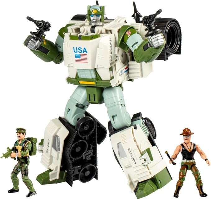 Transformers Collaborative G.I. Joe x Autobot Kup Triple T 9-Inch Action Figure, O-Ring 3.75-inch SGT Slaughter & Leatherneck Action Figures 8+