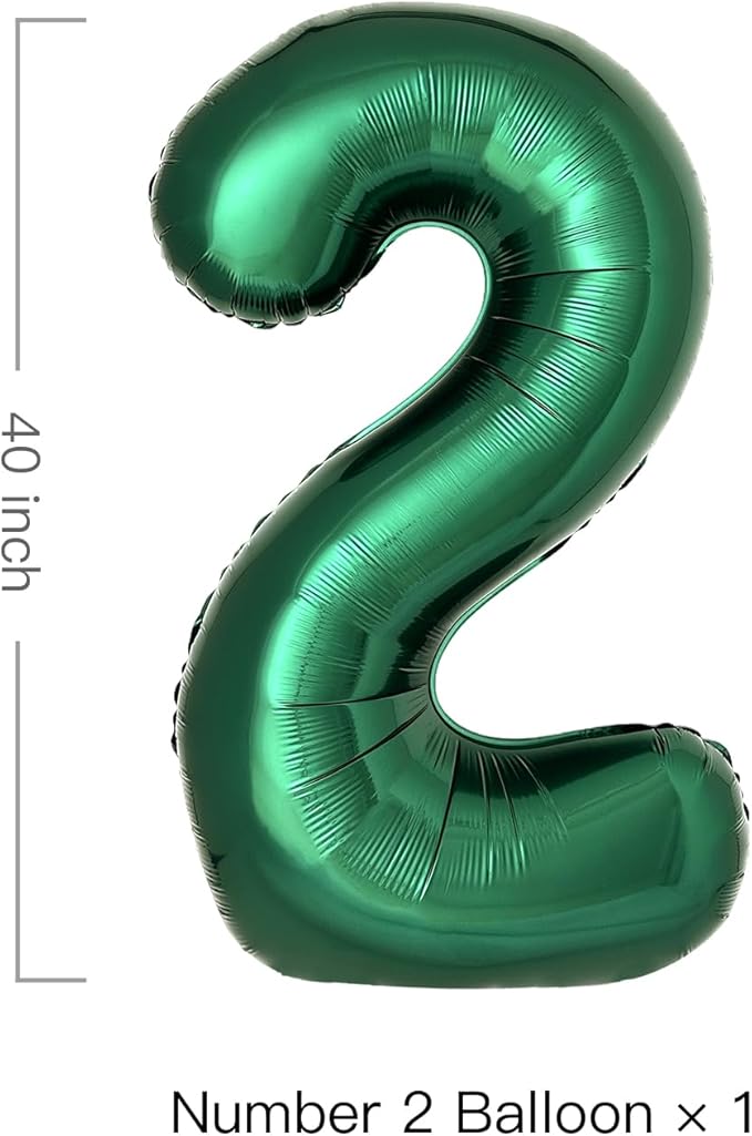 Dark Green Number 2 Balloons Large Emerald Green Number Balloons 40 Inch Jungle Safari Birthday Party Supplies Graduation Decorations Forest Green 2 Balloon