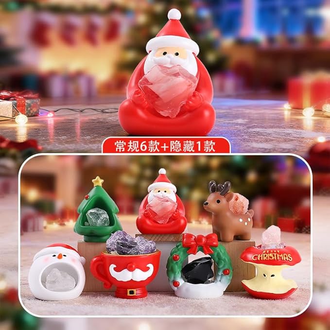 Surprise Box Figures Diamond Crystal Christmas Theme, Mystery Bag Random Design Action Figures Figurine Collectible Home Desk Car Decoration, Birthday New Year Gift, Christmas-1 Single Box