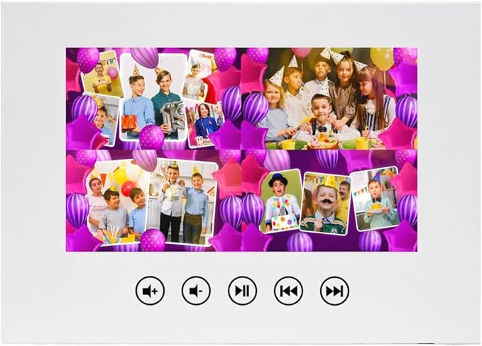 Boys Custom Birthday Slideshow Video Card – Add Your Photos – Personalized Greeting – 7” HD LCD Display, 8GB Memory, Rechargeable Battery, USB Charging Cable