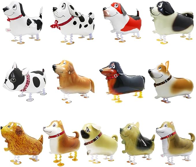 Cute Red Puppy Dog Balloon Air Walker Doggy Balloon Pet Animal Party Supplies, 4 Pack Cartoon Air Walking Dog Balloons Walk Harrier Doggy Supplies For Birthday Baby Wedding Shower